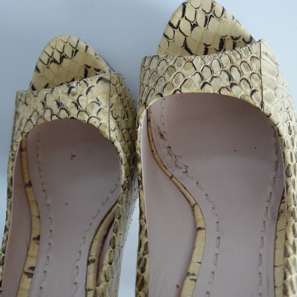 Vintage Y2K Miu Miu Python Snakeskin Peep Toe High Heel Platform Pumps - Picture 10 of 16